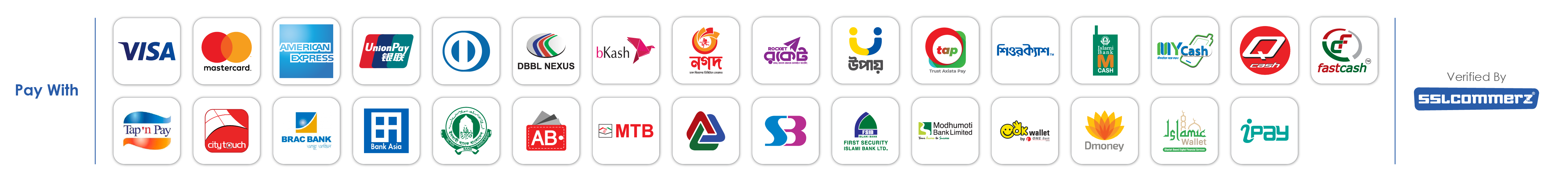 Payment methods supported by SSLCommerz